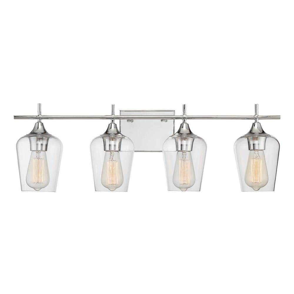 Polished Chrome 4-Light Dimmable Vanity Fixture with Clear Glass Shades