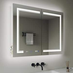 Delux2 40 in. W x 32 in. H Rectangular Recessed/Surface Mount Medicine Cabinet with Mirror, Backlit and Front Light