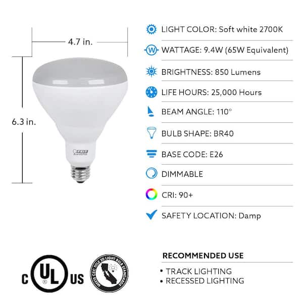 Feit Electric 65-Watt Equivalent BR40 Dimmable CEC Title 24 Compliant LED Energy Star 90+ CRI Flood Light Bulb in Soft White (12-Pack) Feit Electric 65-Watt Equivalent BR40 Dimmable CEC Title 24 Compliant LED Energy Star 90+ CRI Flood Light Bulb in Soft White (12-Pack)