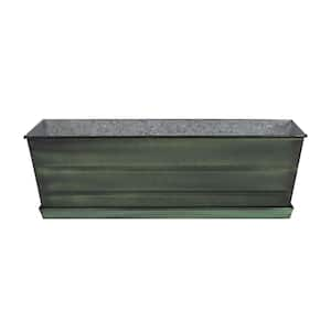 24" Green Galvanized Steel Flower Box Tray Kit with Classic Patina Finish