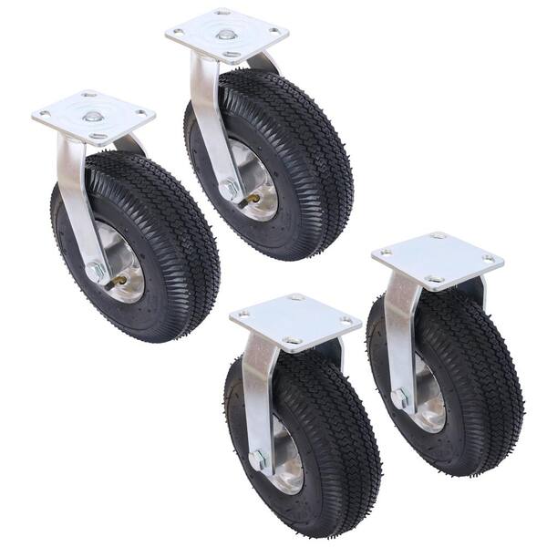 Flynama 4-Pieces 10 in. Black Pneumatic Tire, Caster Wheel