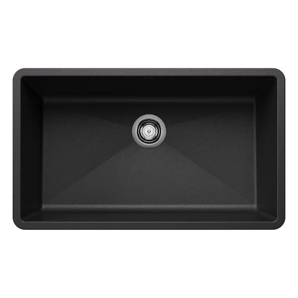Blanco PRECIS Undermount Granite Composite 32 in. Single Bowl Kitchen Sink in Anthracite