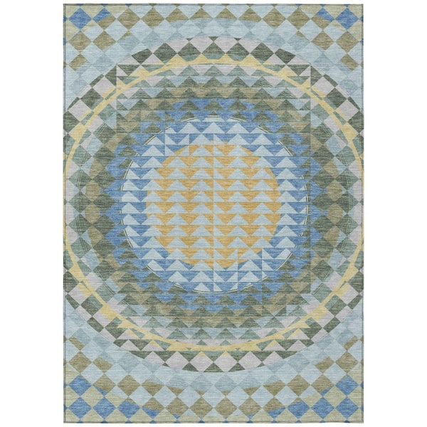 Chantille Machine Washable Indoor/Outdoor Abstract ACN2685 Blue 10 ft. x 14 ft. Area Rug
