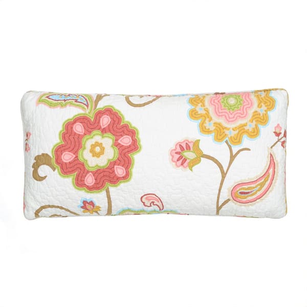 LEVTEX HOME Ashbury Spring Multicolor Quilted Jocabean Stitch 12 in. x 24 in. Throw Pillow