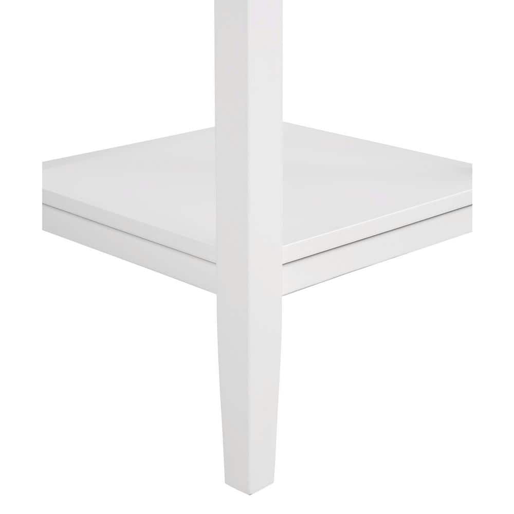 Driftwood White 18" Solid Rubberwood End Table with Shelf