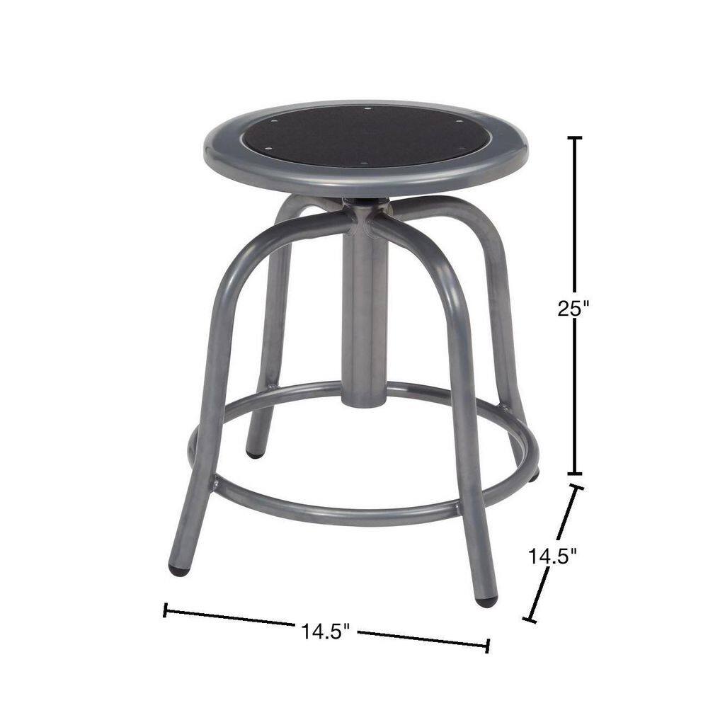 Adjustable Black Metal Swivel Stool with Footrest