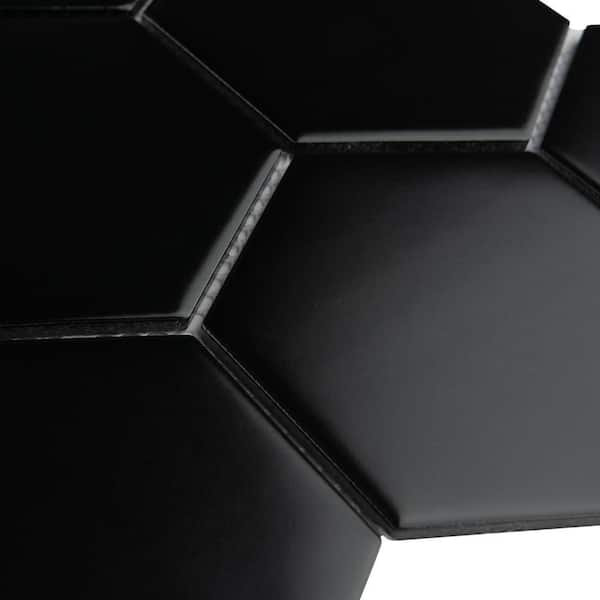 Merola Tile Metro Super 4 in. Hex Matte Black 10 in. x 11-1/2 in 