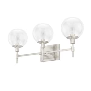 Xidane 24 in. 3-Light Brushed Nickel Vanity Light with Clear Glass Shades