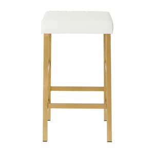 Metro 26 in. Gold Backless Stool in White