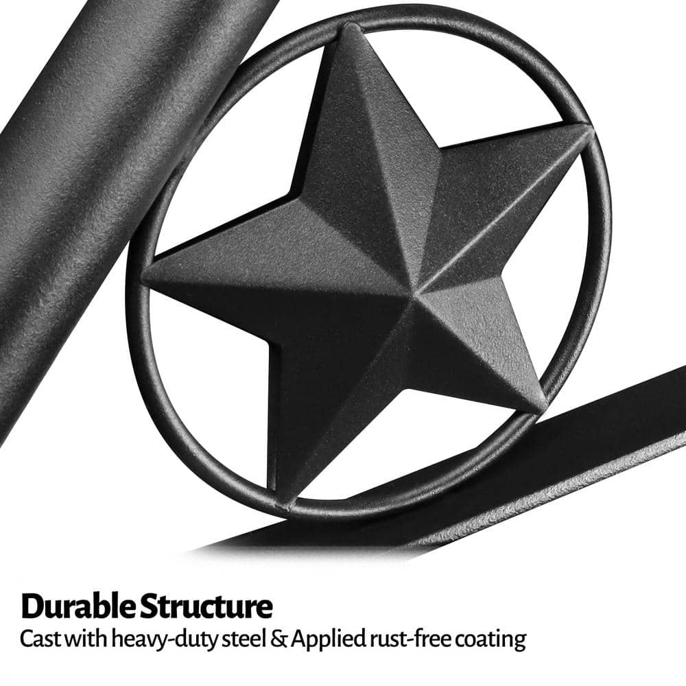 Black Wrought Iron Star Flag Pole Holder Bracket