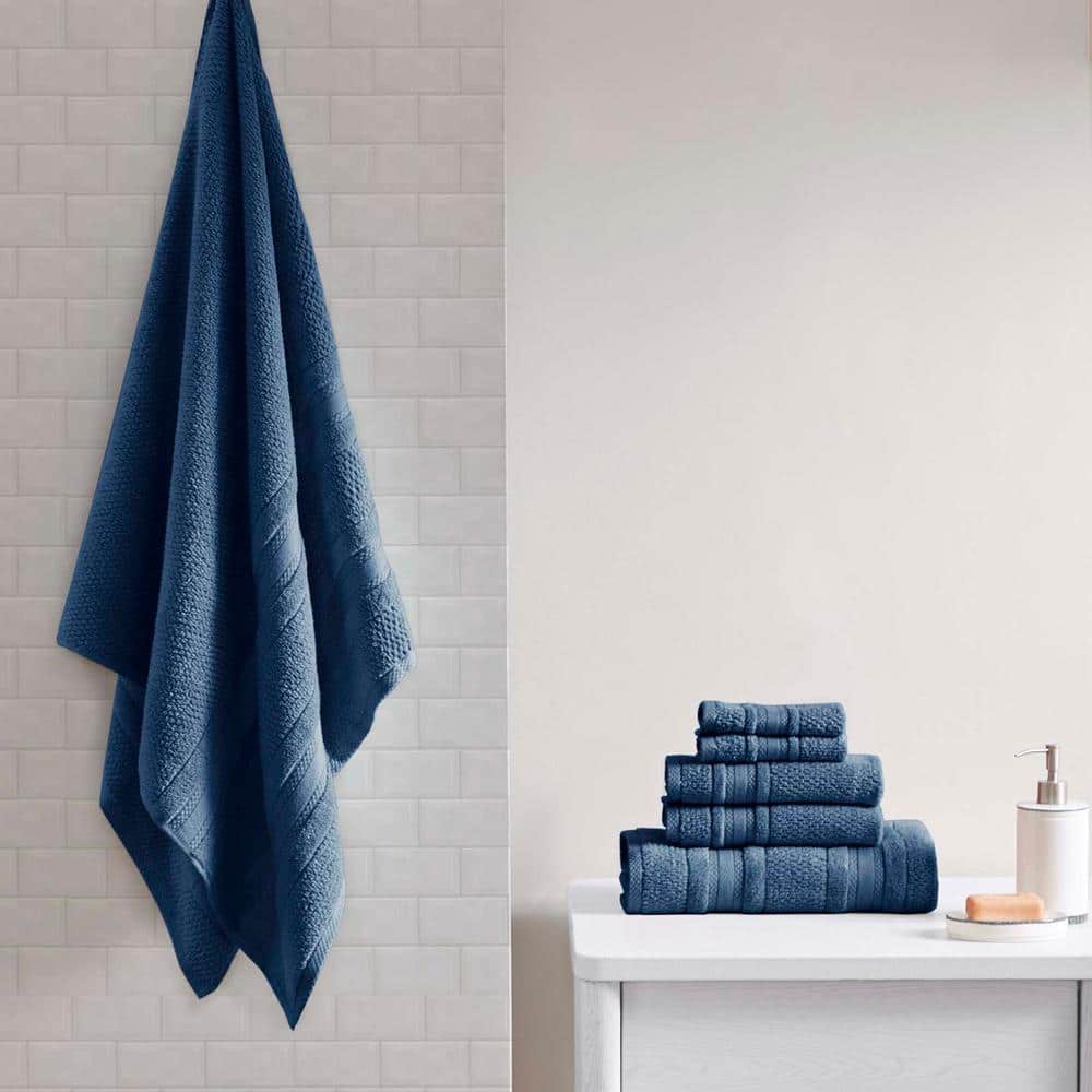 Cotton Soft Absorbent Towels 6 Blue Towel for Bathroom, Blue Towel Set
