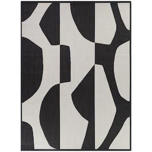 Rodin Charcoal 8 ft. x 10 ft.  Abstract Indoor/Outdoor Area Rug