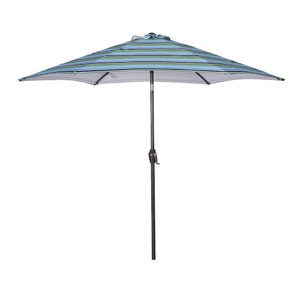 Unbranded 8.6 ft. Steel Market Umbrella With Push Button Tilt And Crank in Blue
