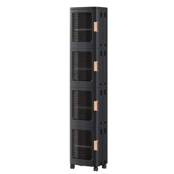 Bathroom Storage Cabinet 14.6" D x 11.4 W x 65.4" H, Adjustable Shelves, Waterproof & Anti-Tip Organizer