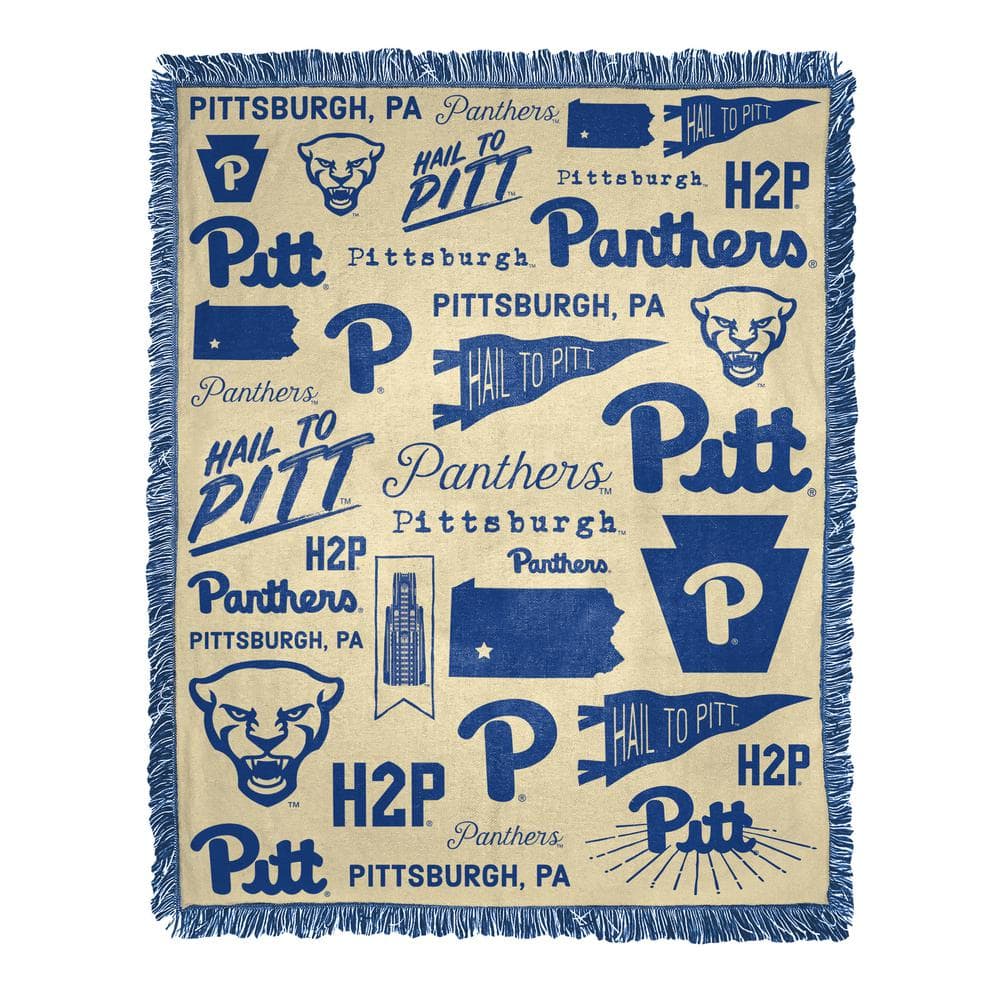 Pittsburgh Panthers Blue and Beige Woven Jacquard Throw Blanket