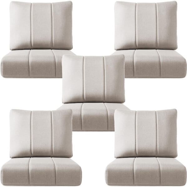 Ivora 24 in. W x 24 in. D x 6 in. T 10-Piece Water Resistant Outdoor Lounge Chair Replacement Cushion Set in Beige