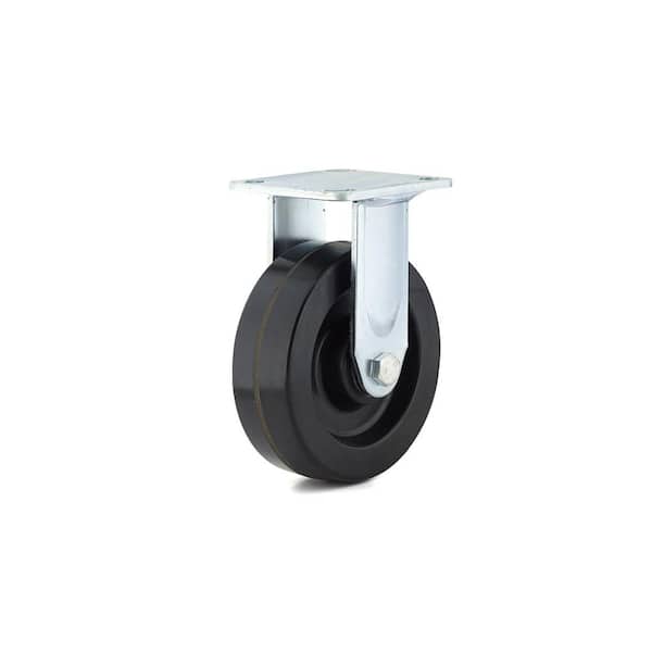 Richelieu Hardware 6 in. (152 mm) Black Fixed Plate Caster with 772 lb. Load Rating