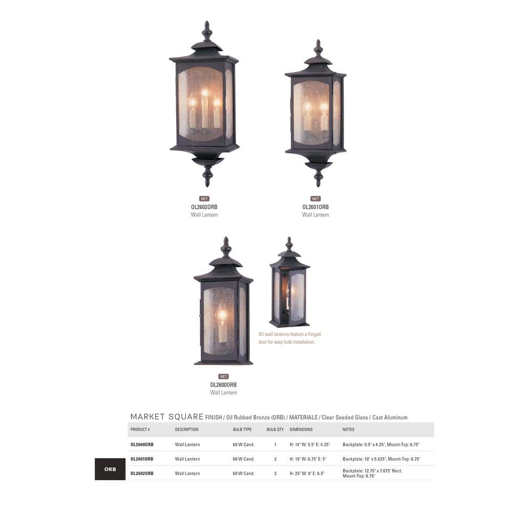 Oil Rubbed Bronze Outdoor Wall Lantern with Clear Seeded Glass
