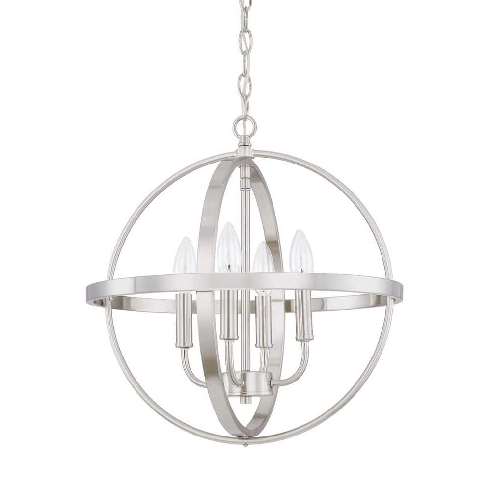 Hartwell 60-Watts 4-Light Brushed Nickel Orb Pendant Light, No Bulbs Included price history on PriceWatchPro