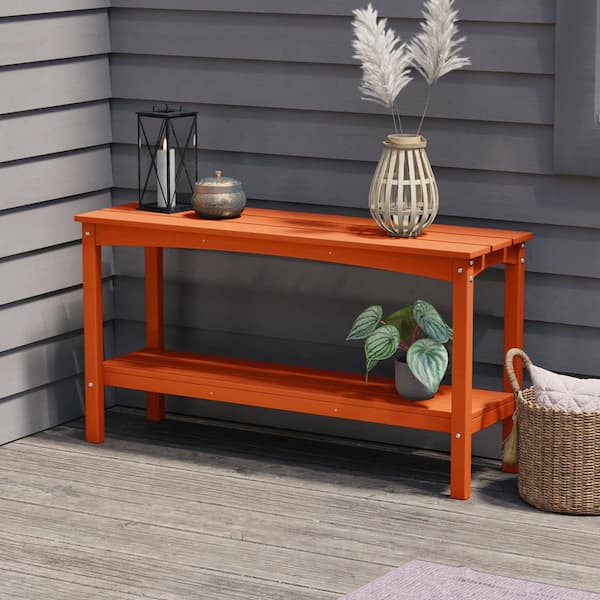 Laguna Outdoor Patio Bar Console Table with Storage Shelf Orange