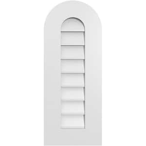 12 in. x 30 in. Round Top Surface Mount PVC Gable Vent: Decorative with Standard Frame