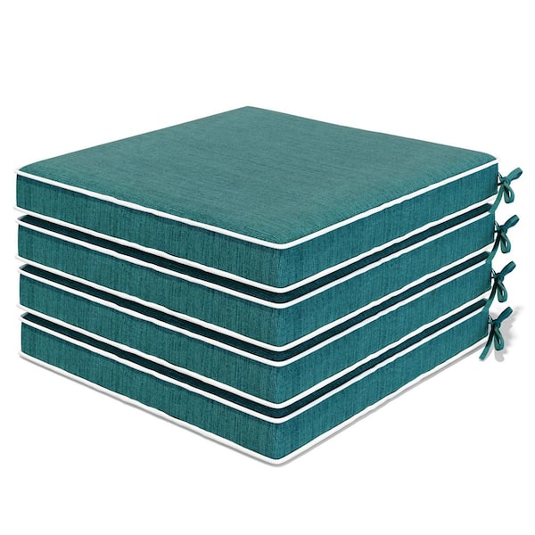 18.8 in. x 18.8 in. 4-Piece Outdoor Chair Cushion Patio Seat Cushions Set of 4 for Furniture in Malachite