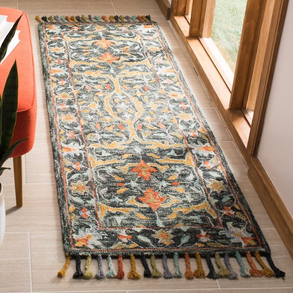 Aspen Olive/Rust 2 ft. x 7 ft. Border Runner Rug