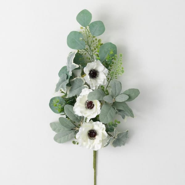 SULLIVANS 28.25" Artificial Anemone Silvery Spray; White