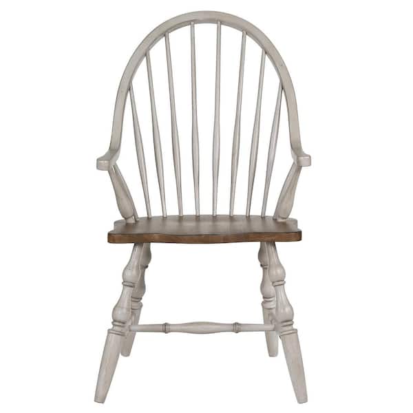 AndMakers Country Grove Distressed Light Gray and Nutmeg Brown Arm Chair