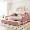 Teddy Fleece Full Size Upholstered Daybed with Smarter LED Light Bed Frame and Trundle, Easy Assembly