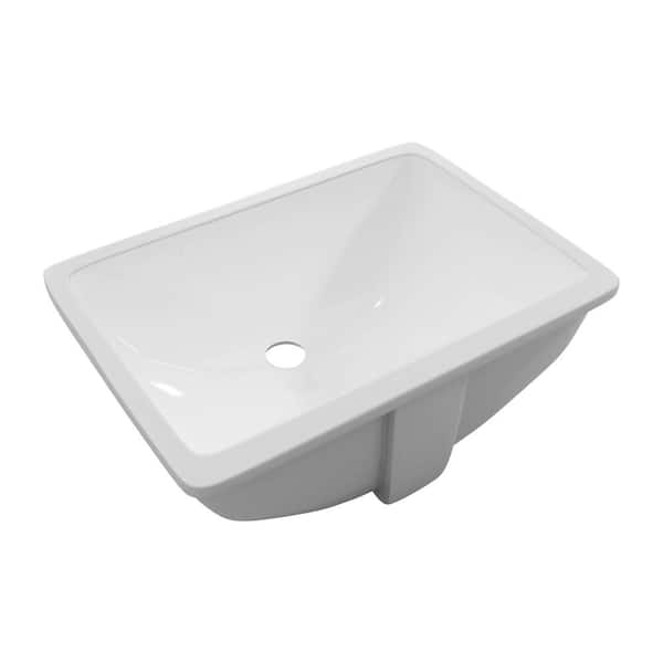 PELHAM & WHITE Packard 20-7/8 in. Undermount Ceramic Rectangular Bathroom Sink in White