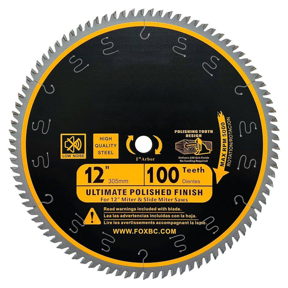 12 in. 100-Tooth Wood Cutting Carbide Saw Blade Ultimate Polished Finish for Miter Table Saws 1 Inch Arbor 1-Pack price history on PriceWatchPro