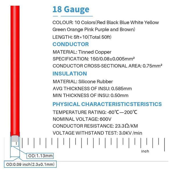 18 GAUGE WIRE 25 FT WHITE PRIMARY AWG STRANDED COPPER POWER REMOTE AWG