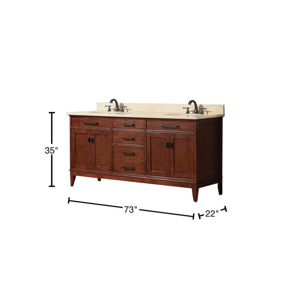 Madison 73" Tobacco Double Vanity with Marble Top