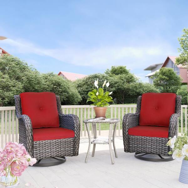 JOYSIDE 6-Piece Wicker Patio Conversation Set With All-Weather Swivel ...