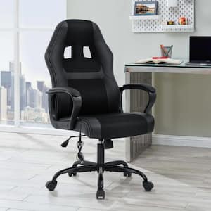 Kasia Faux Leather Massage Ergonomic Office Chair in Black With Arms