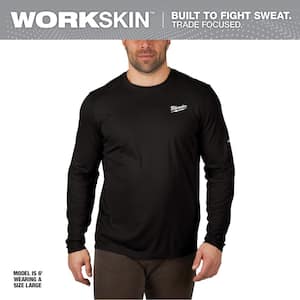 Men's WORKSKIN Large Black Lightweight Performance Long-Sleeve T-Shirt