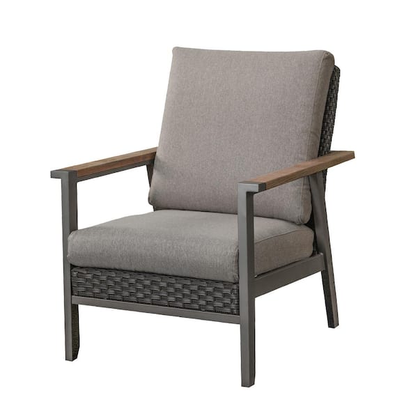 Patio Festival Metal Outdoor Lounge Chair with Gray Cushion