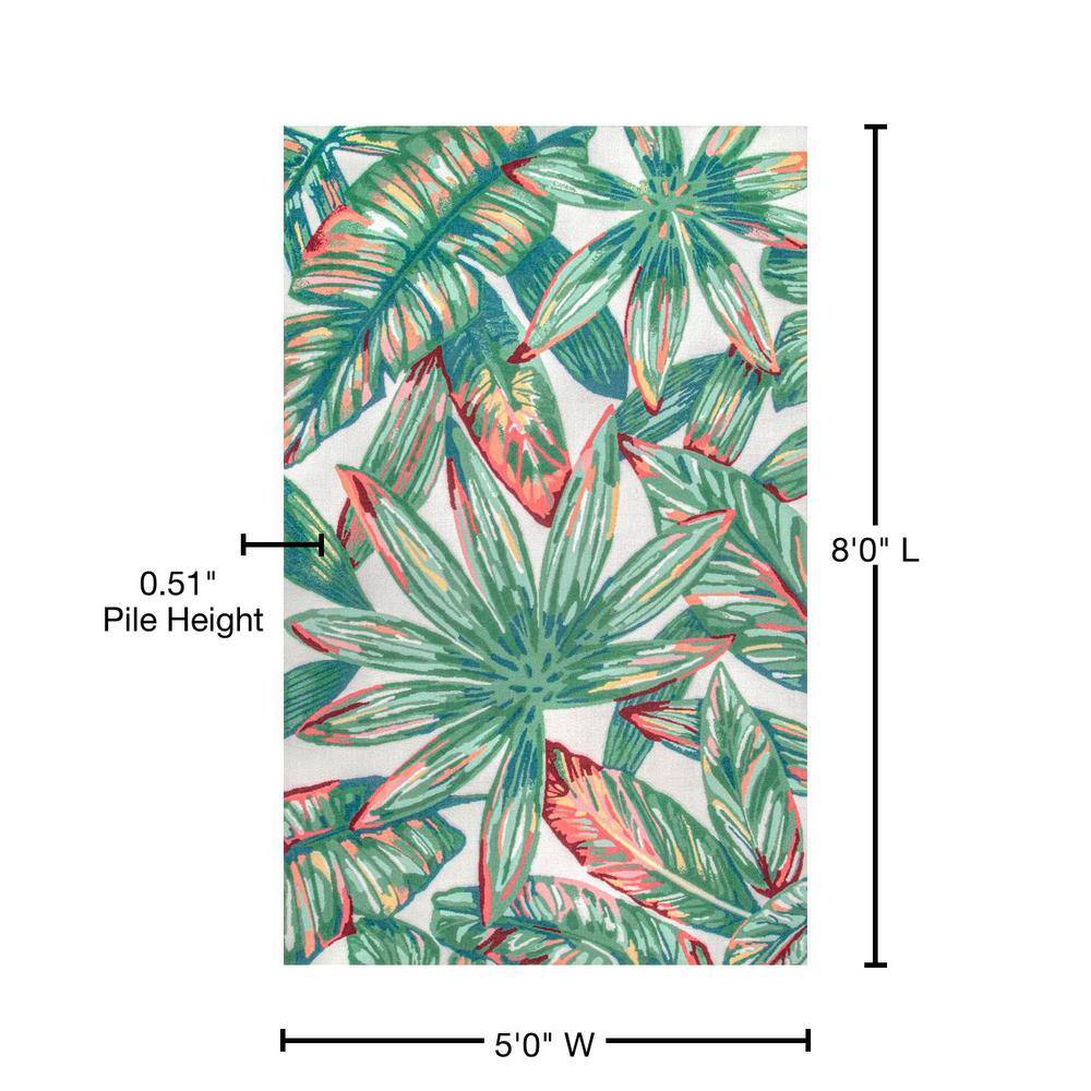 Multicolor Floral Synthetic Square Indoor/Outdoor Rug