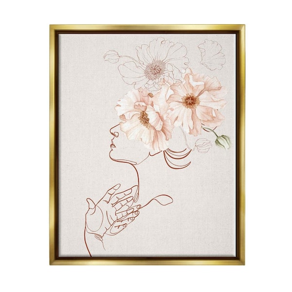 The Stupell Home Decor Collection Simple Pink Botanical Pattern Bouquet  Person Outline by Ros Ruseva Floater Frame Nature Wall Art Print 21 in. x  17 in. am-043_ffg_16x20 - The Home Depot
