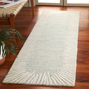 Abstract Sage/Ivory 2 ft. x 8 ft. Marle Eclectic Runner Rug