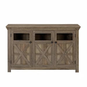 52.99 in. x 15.35 in. x 34.65 in. Gray Wash Vintage MDF Storage Cabinet with 3-Doors