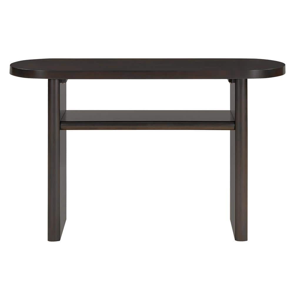 Espresso Wood Outdoor Side Table, Console Table with Rounded Edges, Sturdy 
