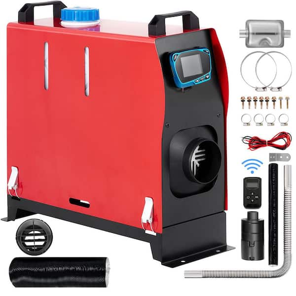 SKYSHALO 5-KW Diesel Air Heater All in-1, 1-Air Outlet Diesel Heater 12-Volt Remote Control Parking Heater Silencer, Blue LCD