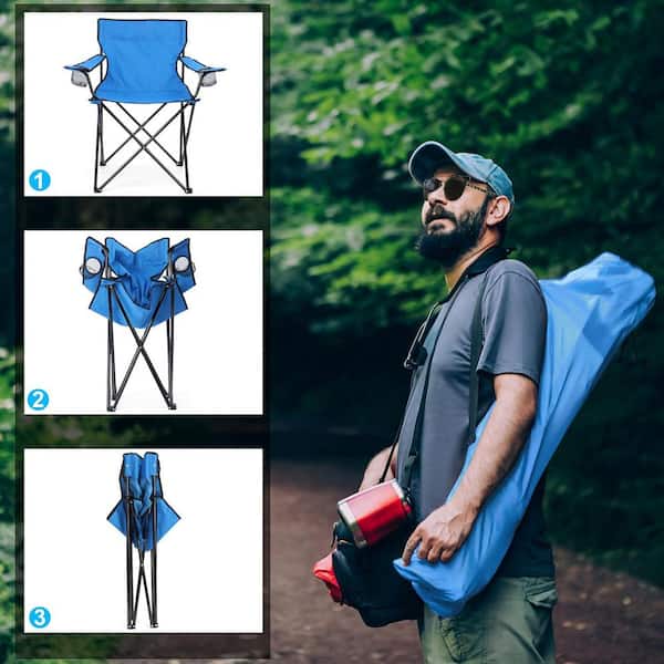 SenQWFa Foldable Camping Chair for Adults Blue (Pack-2