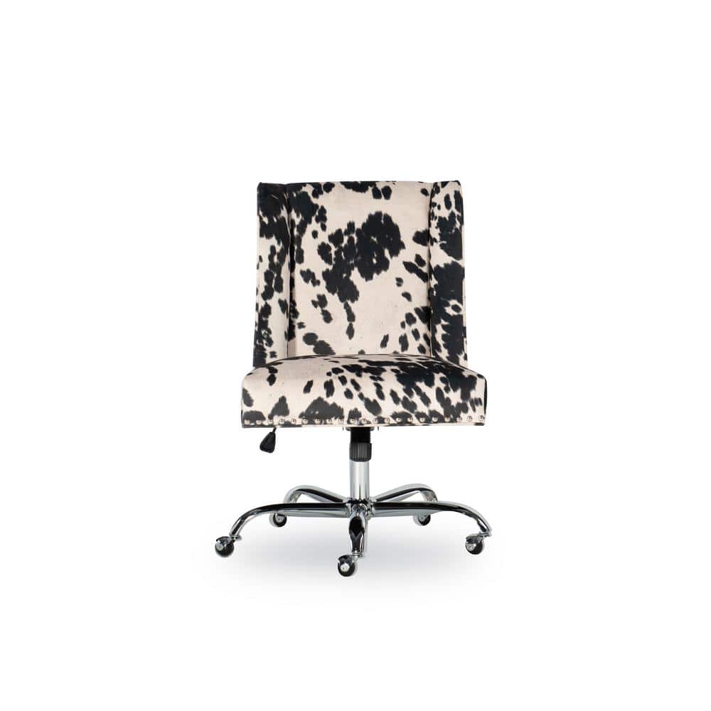 Draper Executive Swivel Office Chair in Black & White Cowhide Print