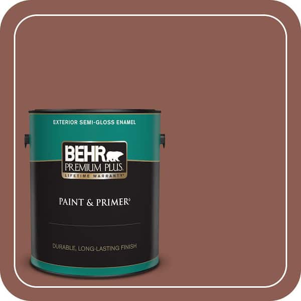 BEHR PREMIUM PLUS 1 gal. #S170-6 Red Curry Semi-Gloss Enamel Exterior Paint & Primer