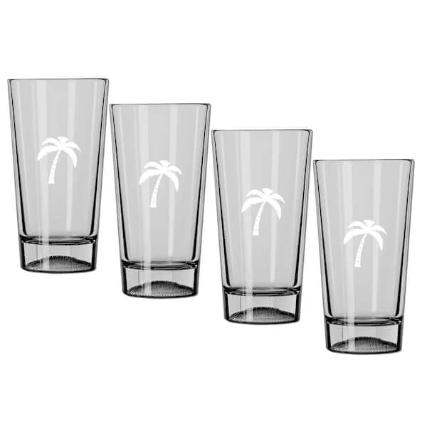Kraftware Kasualware Palm Tree 16 oz. Pint Glass (Set of 4)