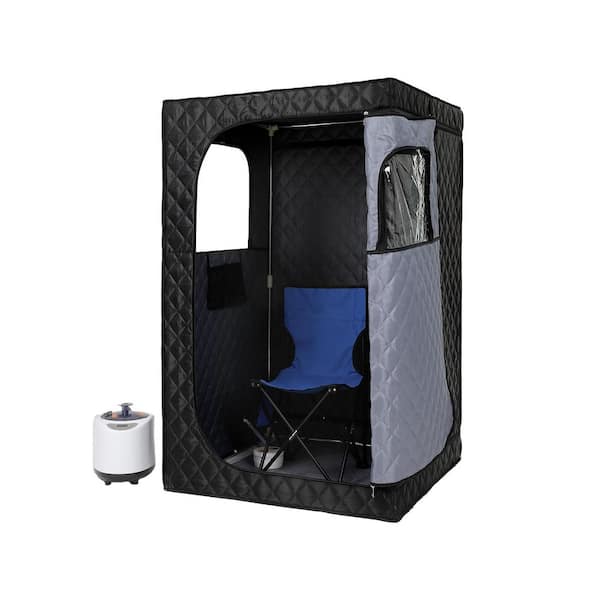 Upgraded Version 1 Person Indoor Stainless Steel Frame Steam Sauna with Fast Heating Large Space Remote Control Timer