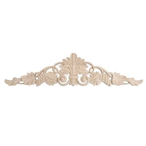 3-7/8 in. x 16-1/8 in. x 1/2 in. Unfinished Hand Carved Solid American Hard Maple Wood Onlay Grape Vine Wood Applique
